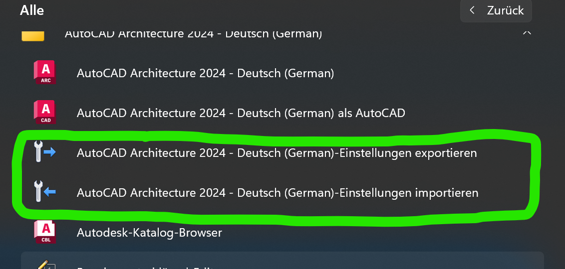 Der Export und Import der Einstellungen von AutoCAD Architecture ist ein prima Werkzeug um eine bestehende Konfiguration ihrer Installation abzusichern und wieder herzustellen.