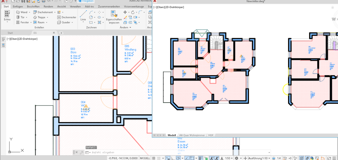 verschiebbare Zeichnungsfenster bieten seit AutoCAD 2022 eine weitere Erweiterung der Zeichnungsoberfläche.