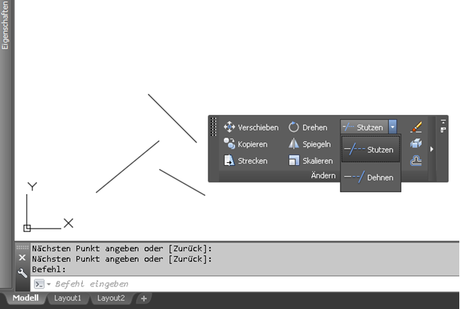 Stutzen und Dehnen sind im AutoCAD durch einen Tastendruck gleichzeitig zu verwenden.