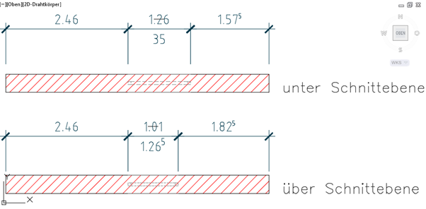 Das Lisp-Tool Manuelle Öffnungshöhe ermöglicht das einfach hinzufügen einer Öffnungshöhe, sofern sich die Öffnung über oder unterhalb der Schnittebene befindet. Das Tool unterstütz auch hochgestellte Millimeter und rundet diese auf 5