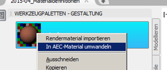 AutoCAD Materialien können einfach in AEC-Materialdefinitionen umgewandelt werden.