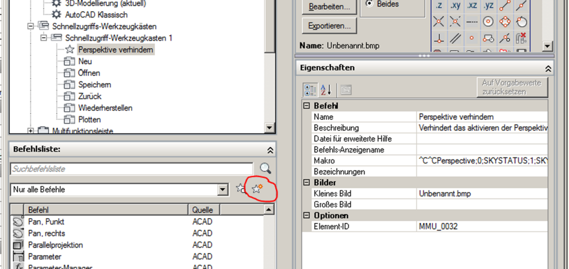 Manchmal kommt es vor, dass beim Speichern AutoCAD automatisch in eine perspektivische Ansicht wechselt.