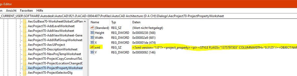 Absturz von AutoCAD Architecture beim Bearbeiten der Projektdetails