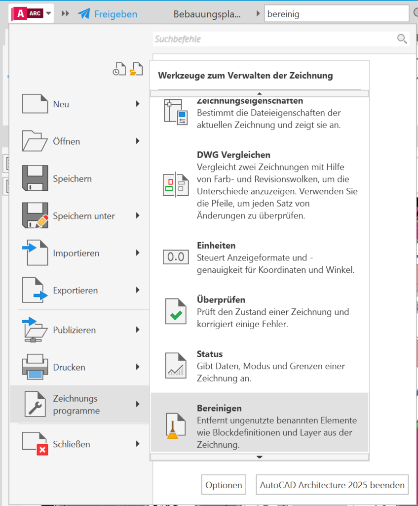 Bereinigen im AutoCAD